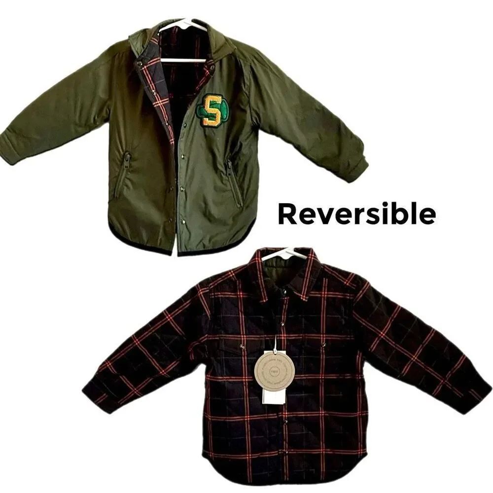 NWT Stella McCartney Boys Reversible Check Shirt Jacket. Size 4